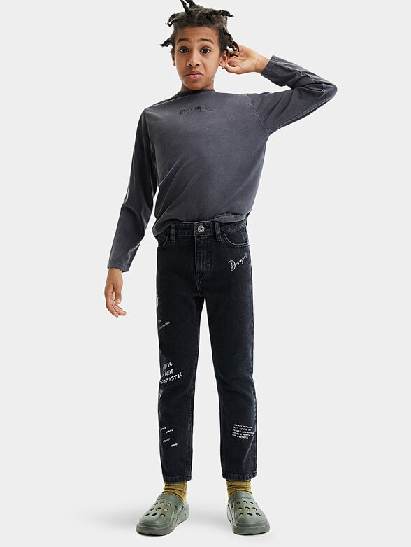 Jeans in black color with inscriptions - 2