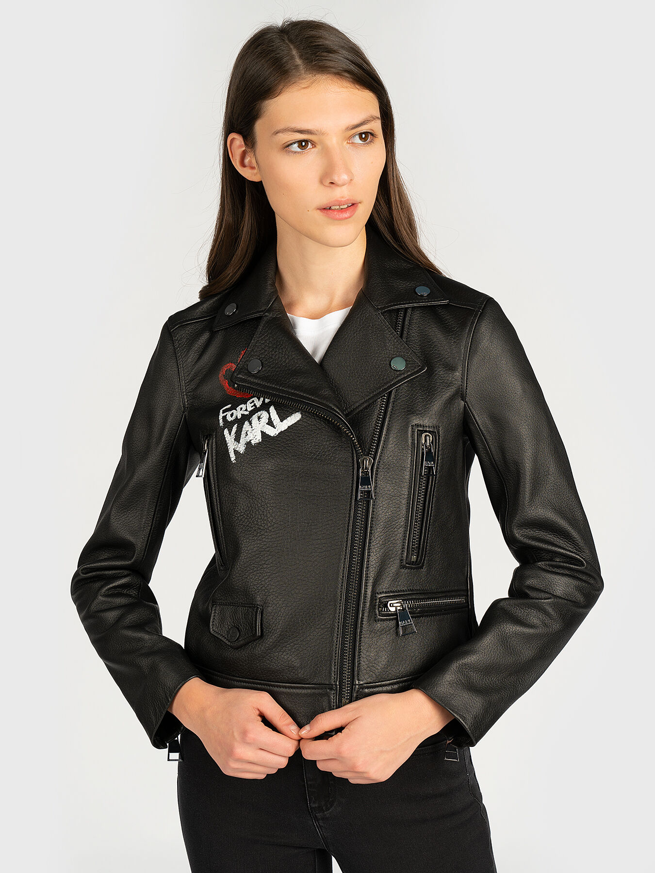 contrasting biker jacket