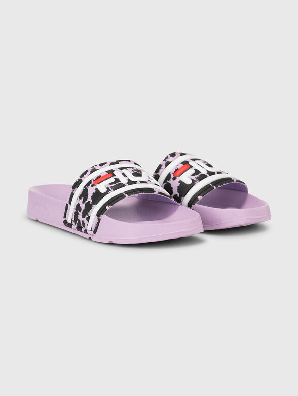 MORRO BAY logo print slippers in purple  - 2