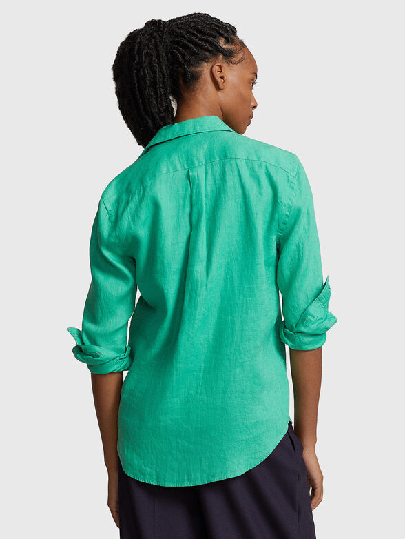 Logo detail linen shirt  - 3