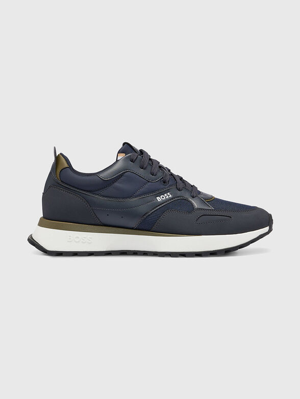 Beige sneakers with black elements - 1