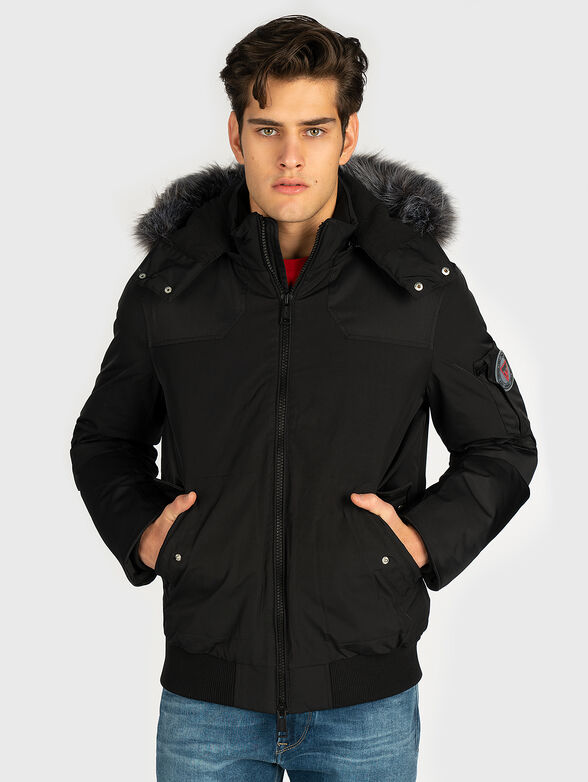 Black jacket with detachable hood - 1