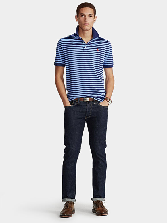 Blue polo-shirt with embroidered logo - 4
