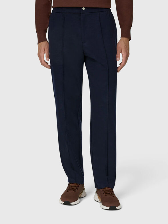 Dark blue wool trousers - 1