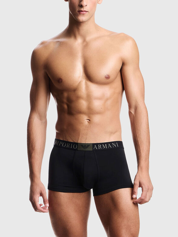 Cotton boxer shorts with contrasting logo - 1