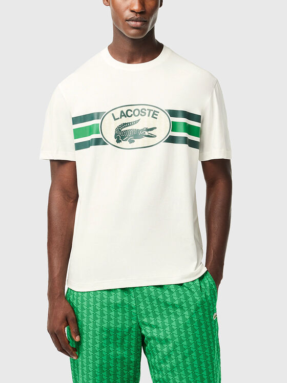 Памучна тениска с лого акцент  - 1