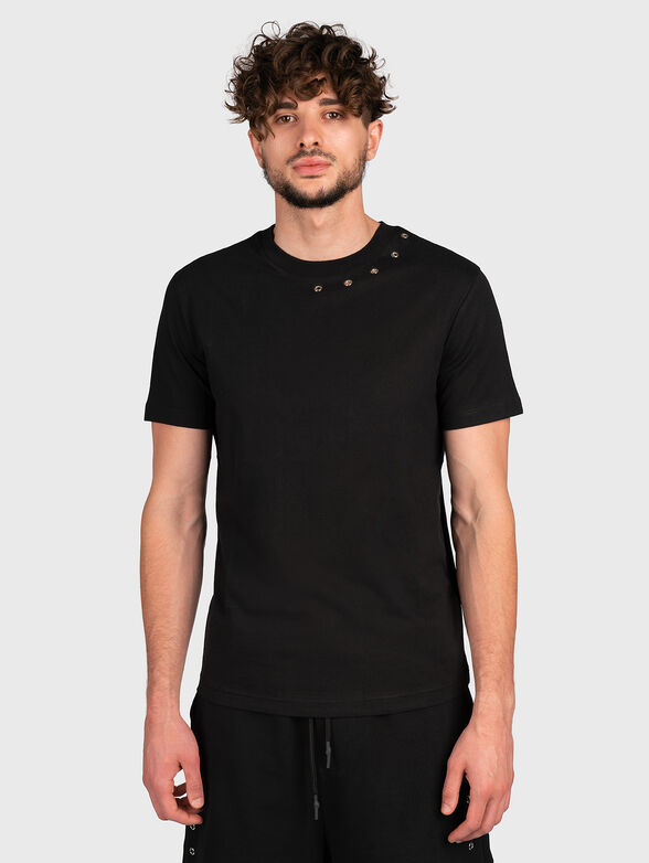 Cotton T-shirt with accent eyelets - 1