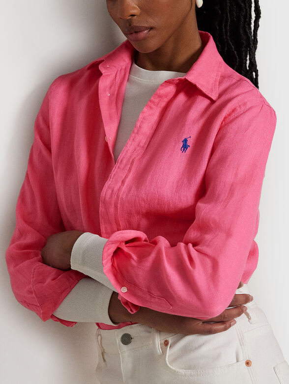 Pink shirt with logo embroidery - 3