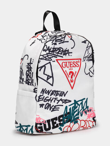 White backpack with graffiti print - 3