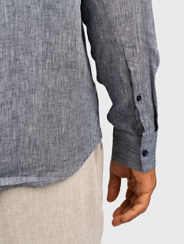 Beige linen shirt with logo detail - 6