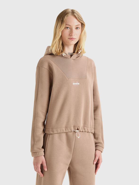 Beige hooded sweatshirt - 1