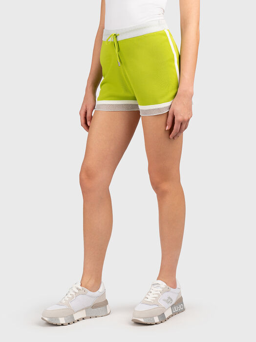 Green viscose blend shorts