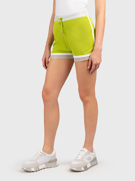 Green viscose blend shorts - 1