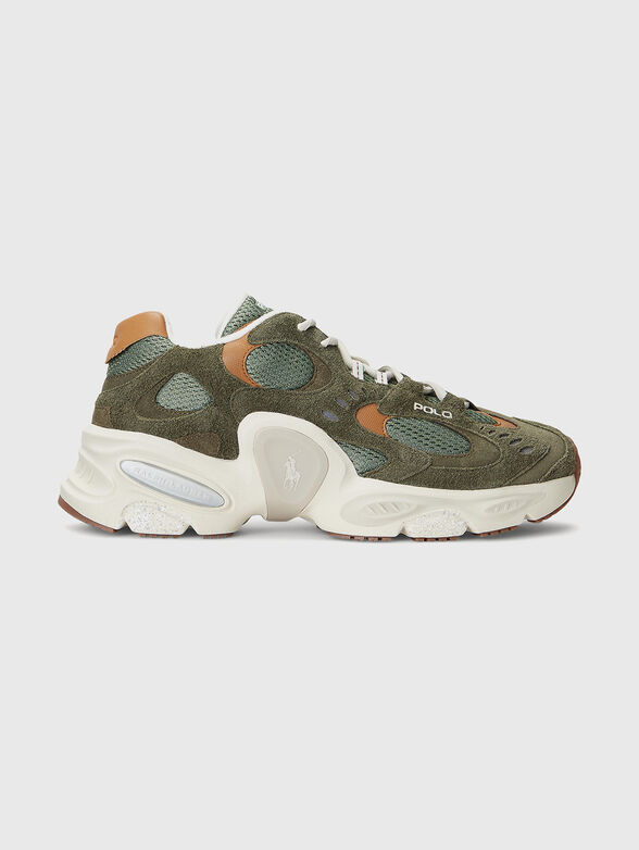 Suede sports shoes with textile details - 1