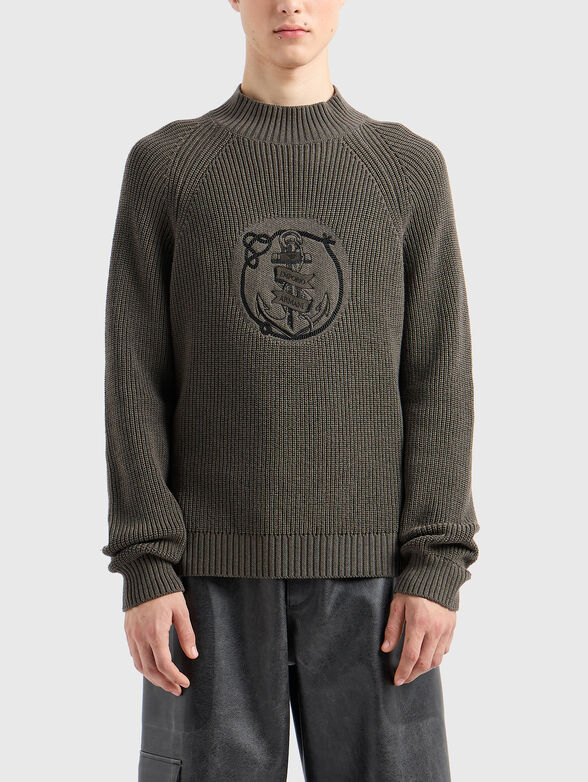 Ribbed sweater with embroidery - 0