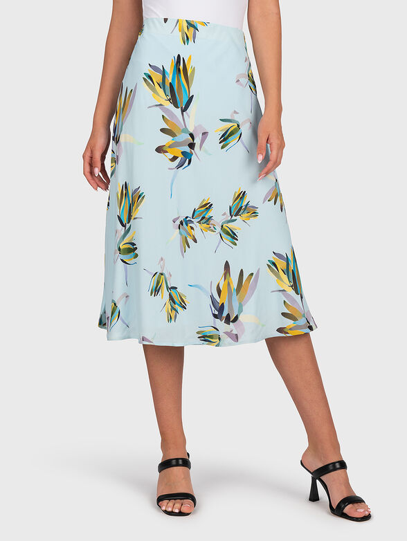 Midi skirt with floral print - 1
