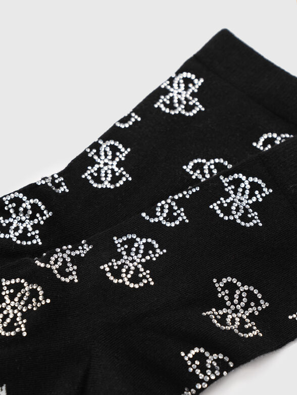 Socks with appliqued rhinestones and logo - 3