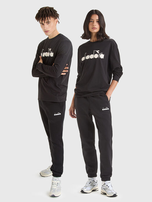 Black blouse with contrasting logo