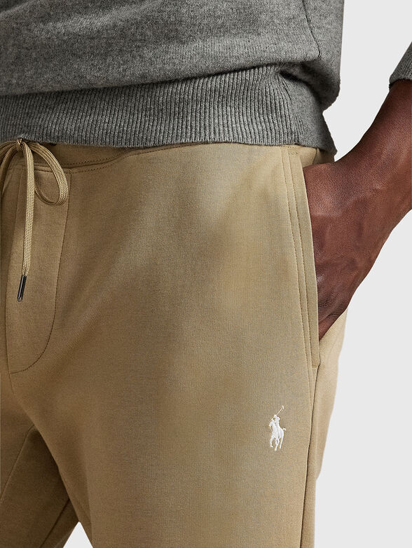 Cotton sports trousers with logo embroidery - 3