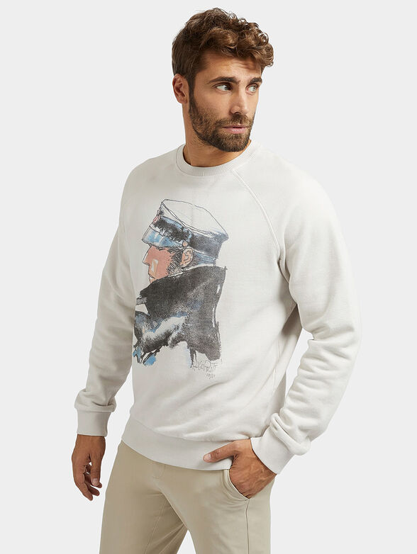 Cotton sweatershirt with contrasting print - 1