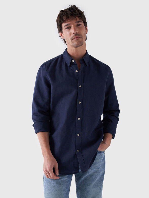 Light blue linen and cotton shirt - 1