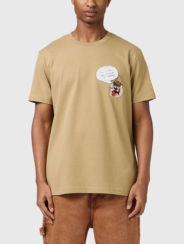 T-shirt with oval neckline and logo - 1