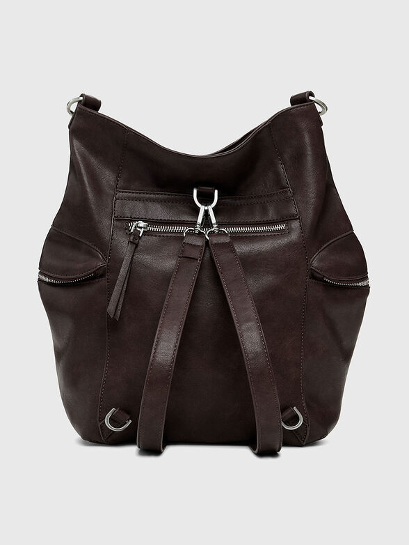 Faux leather large backpack with embossed logo - 3