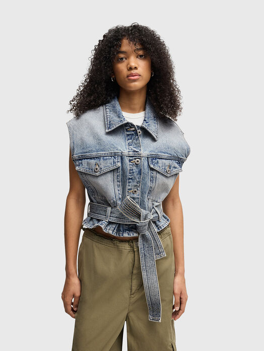 Denim vest with waist belt