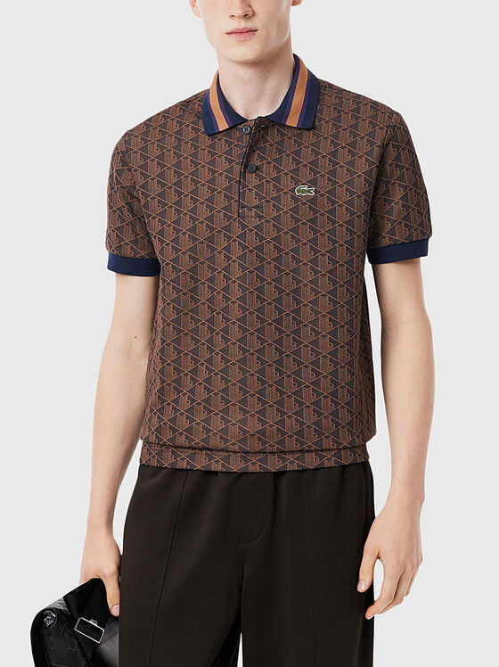 Polo shirt with accent collar in green - 1