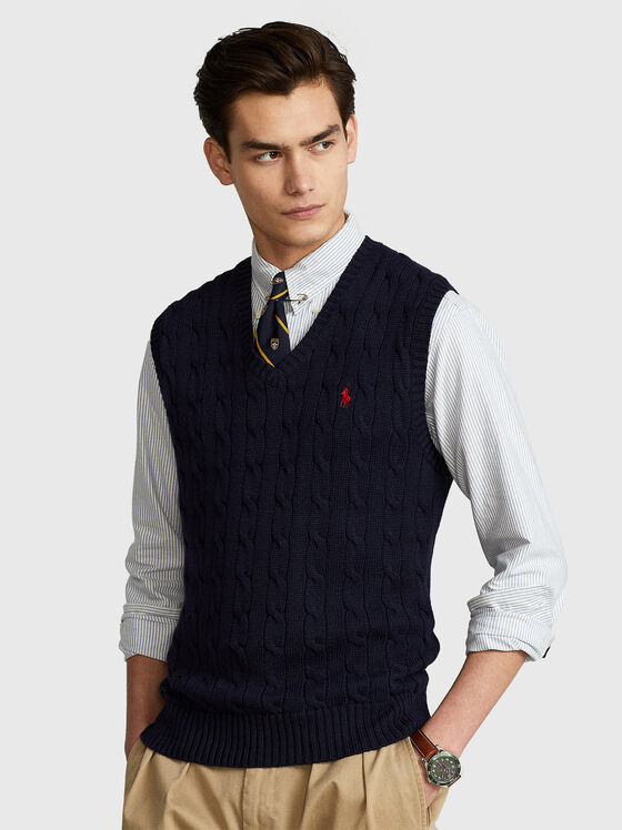 Памучен пуловер без ръкави  - 1