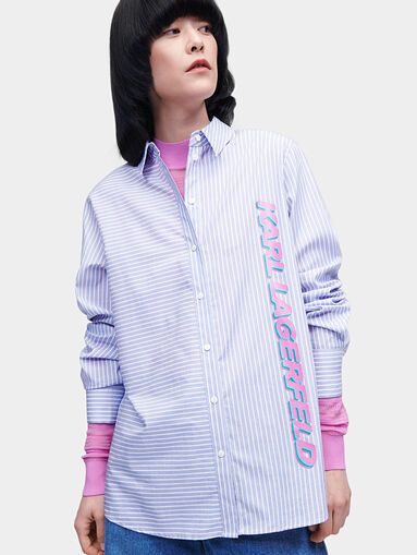 Striped shirt with maxi logo print - 4