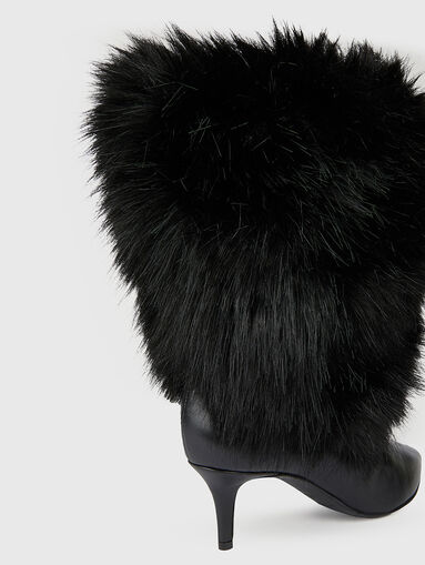 Nappa leather heeled boots and faux fur - 4