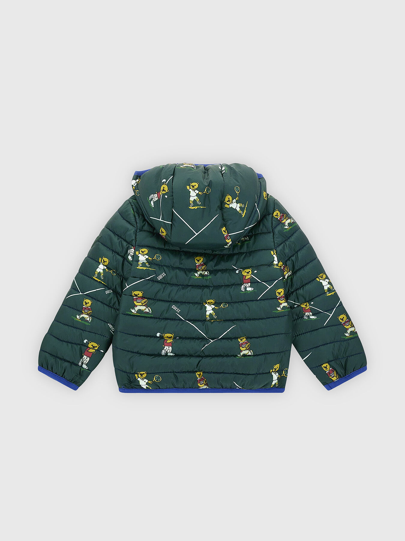 Quilted green jacket with hood brand GUESS Globalbrandsstore en