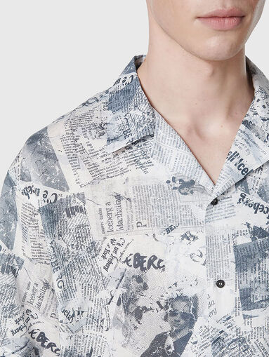 Short sleeve linen shirt with accent print - 4