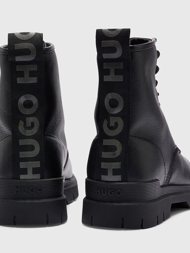 RYAN black leather boots with logo  - 4
