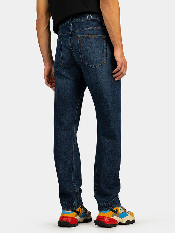 Blue jeans with metal logo detail - 1