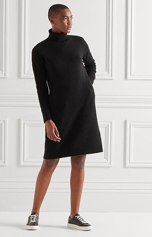superdry knitted dress with turtleneck brand — en V neck jumper