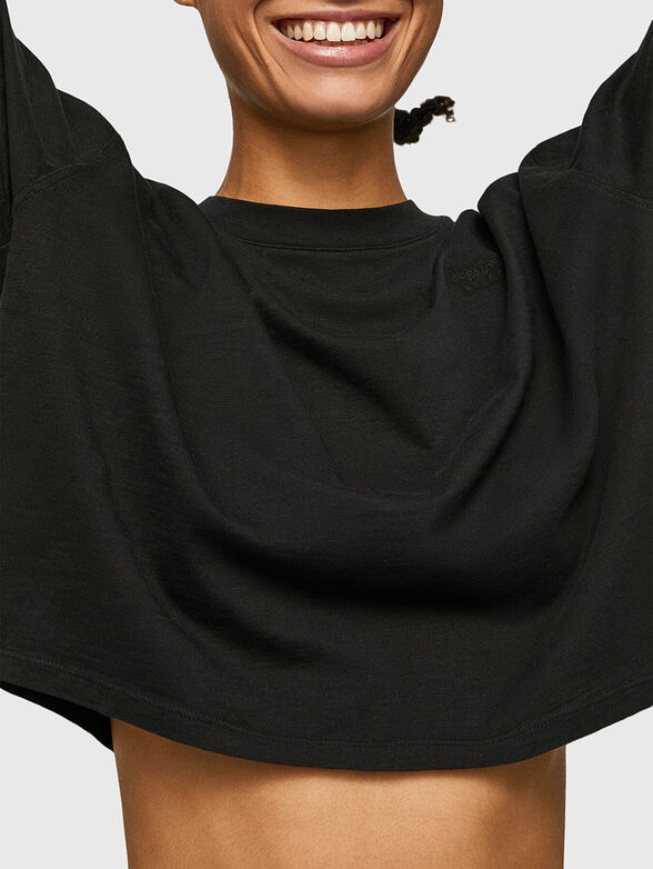 CARTER black cropped blouse with long sleeves - 4