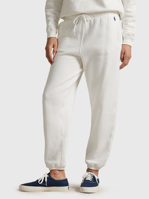 White sweatpants with logo embroidery