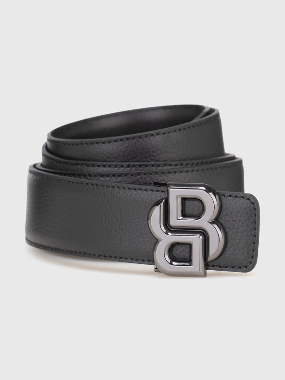 Leather belt with logo in black - 1