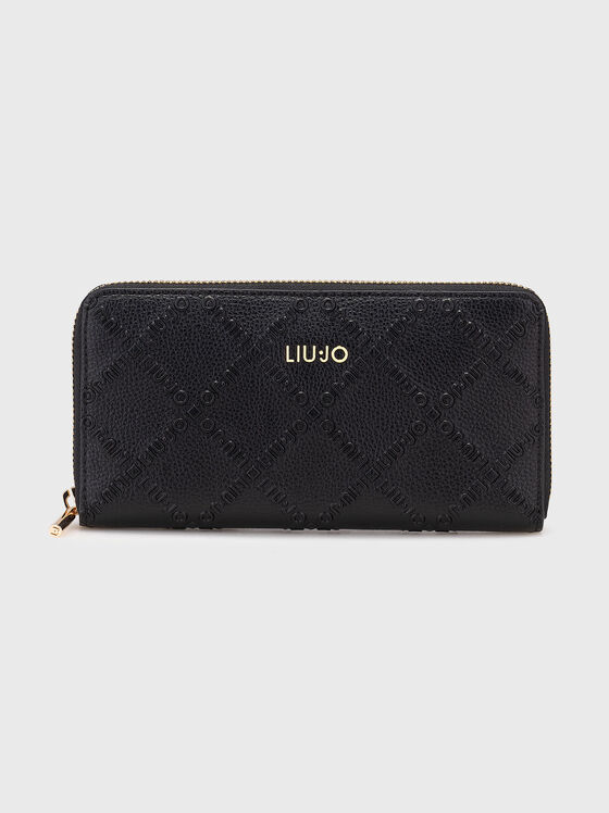 Портмоне с цип и лого детайли - 1