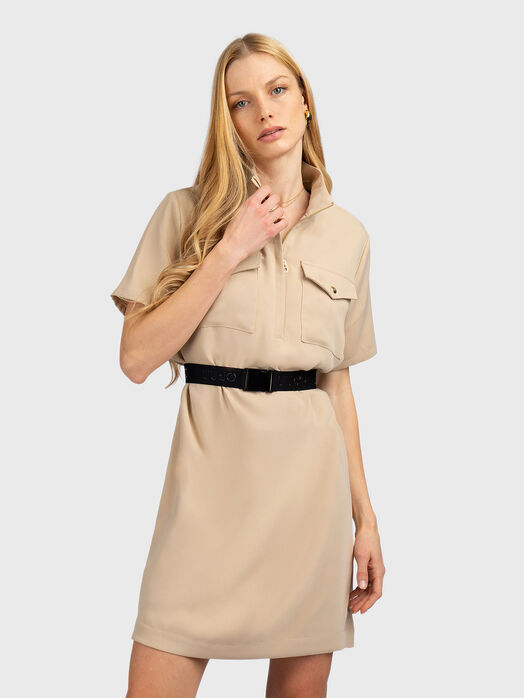 Mini dress with pockets and belt
