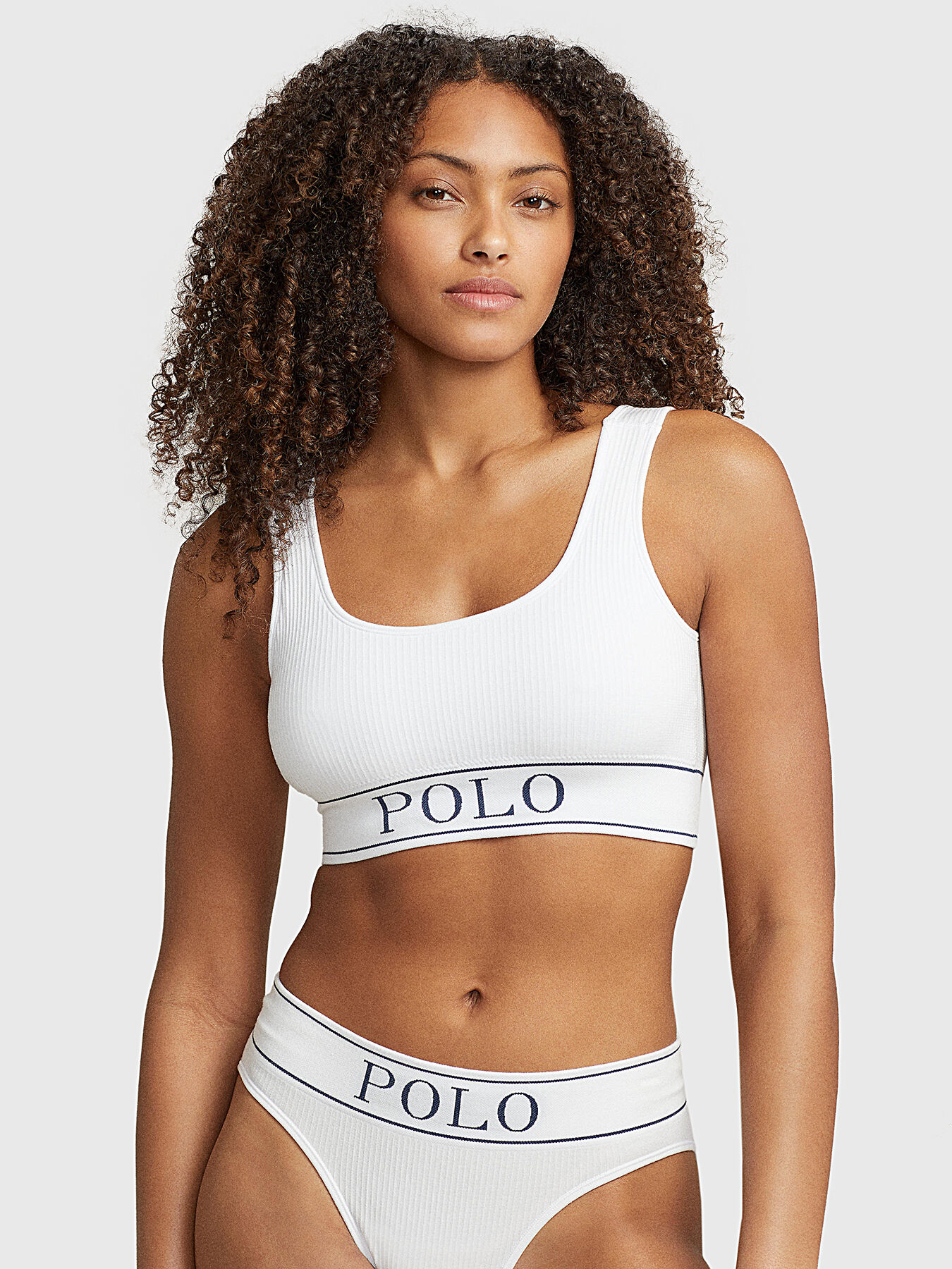 Blue sports bra with logo print brand POLO RALPH LAUREN Globalbrandsstore en