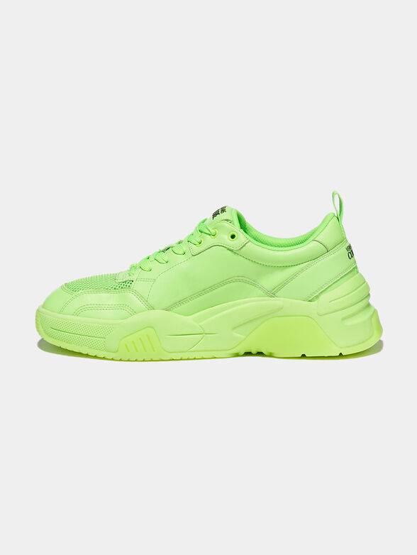 Leather sneakers in neon green - 4