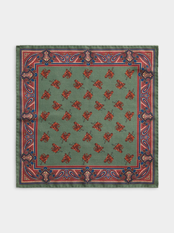 Кърпичка от вълнен бленд с многоцветен десен - 1