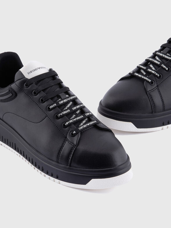 Leather sneakers with logo - 4