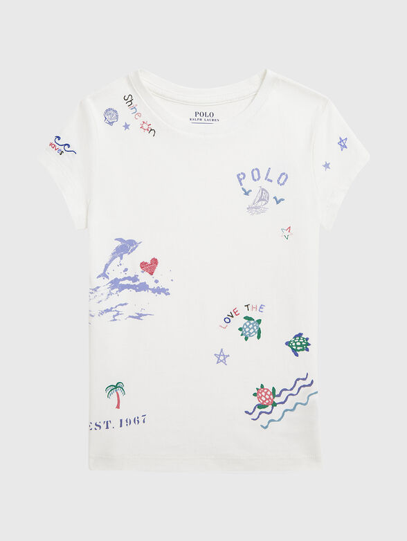 Cotton T-shirt with multicolored print - 1