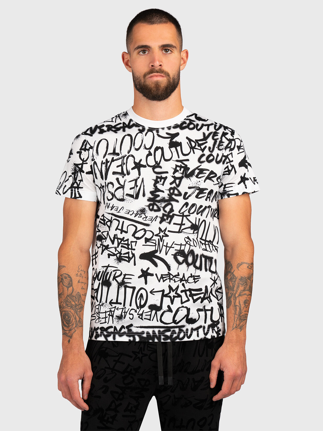 Graffiti-print white T-shirt brand VERSACE JEANS COUTURE