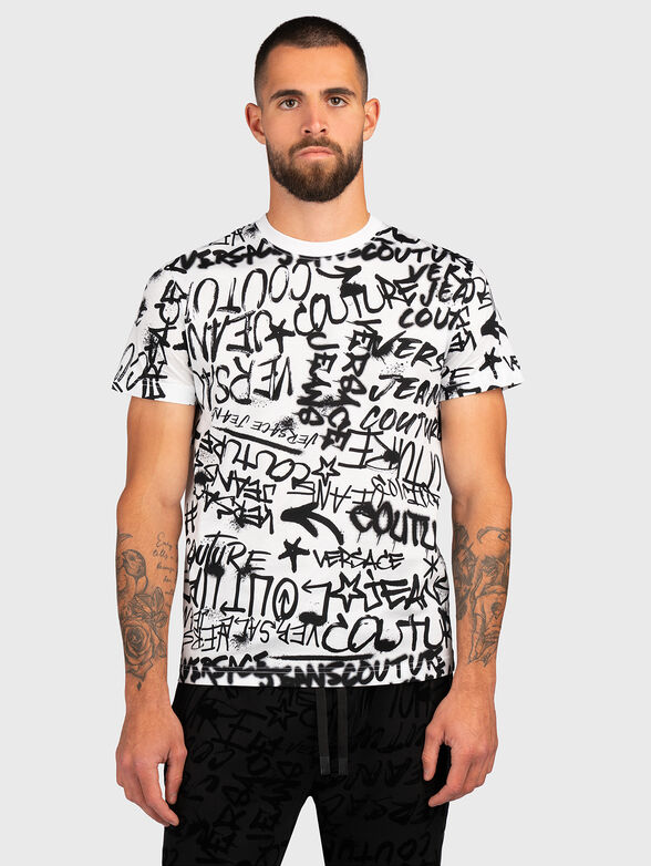 Graffiti-print white T-shirt  - 1