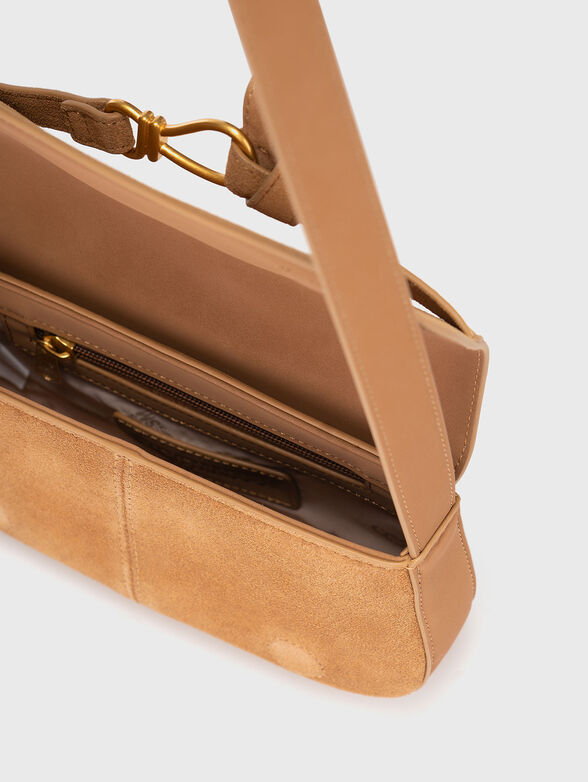 Suede crossbody bag with gold details - 6
